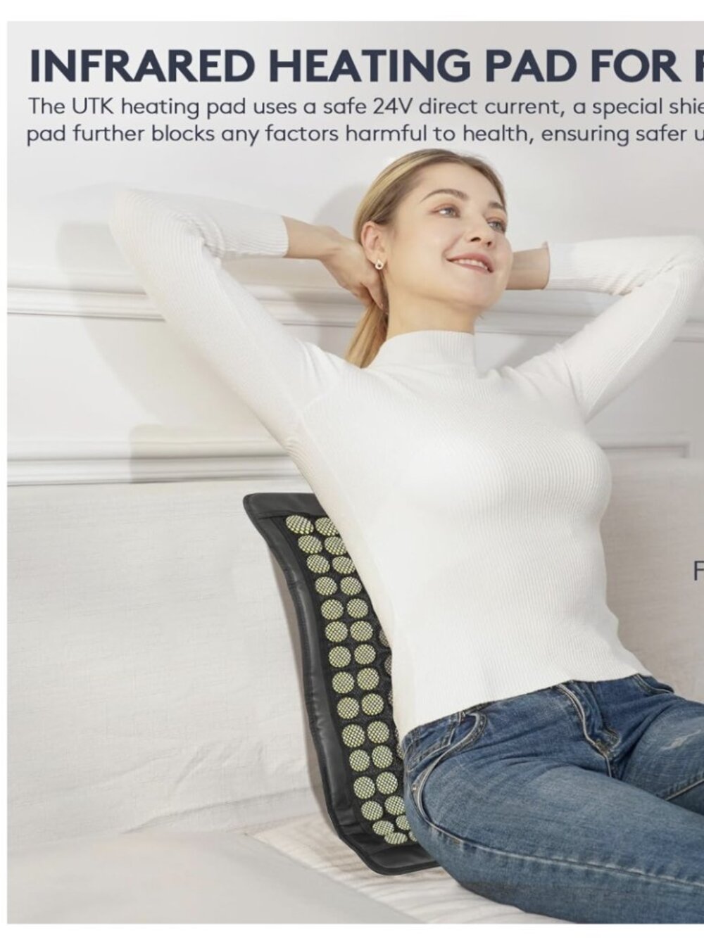 UTK Infrared Heating Pad with Natural Jade & Tourmaline Stones Size: 23.5" x 16'
